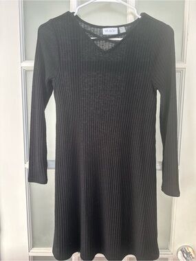 The Childrens Place Black Ribbed Long-Sleeve Midi Dress, size XL (14)